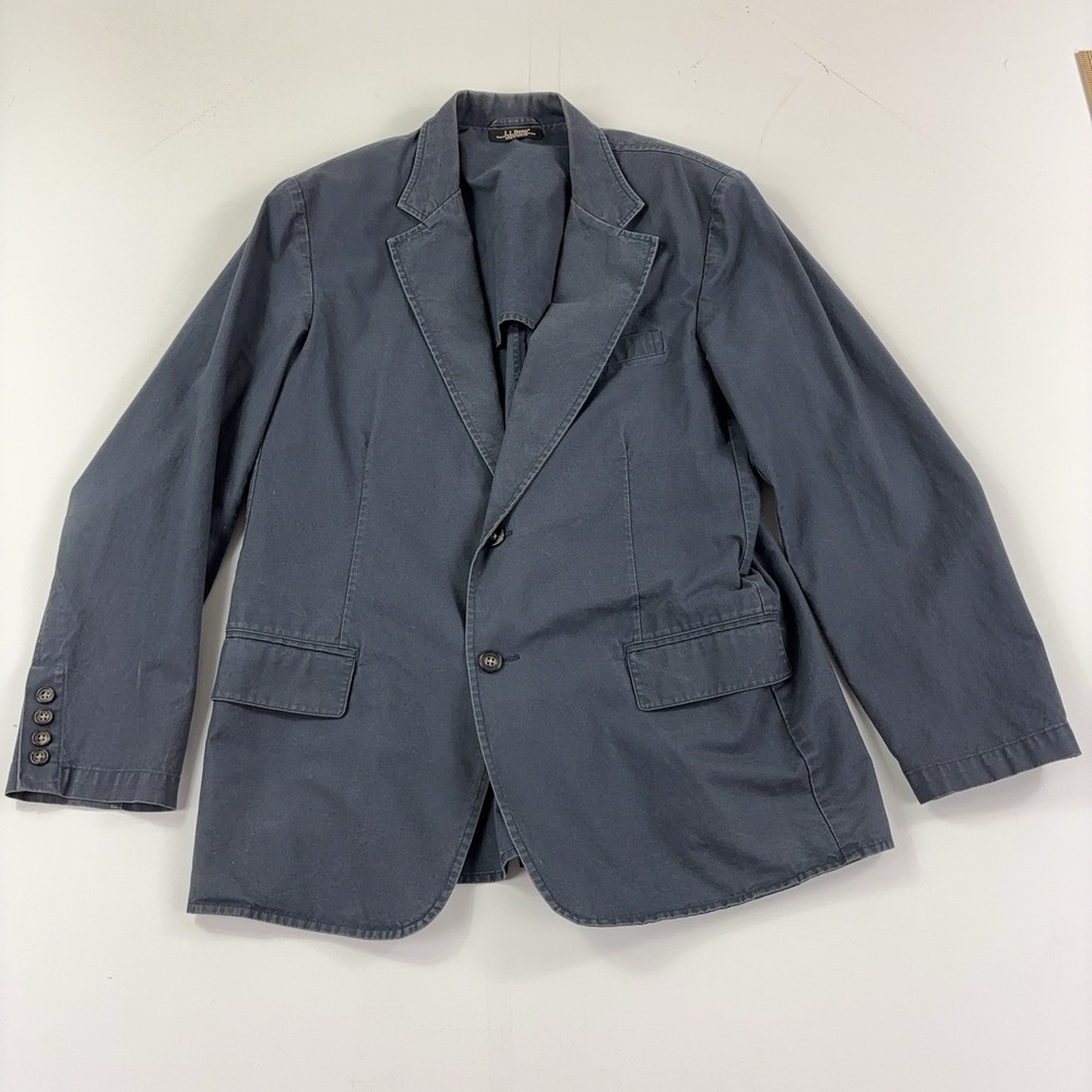 L.L. Bean Blazer Mens 42R Blue 100% Cotton Two Button Casual Sport Coat Jacket